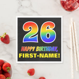 26th Birthday: Bold, Fun, Simple, Rainbow 26 Napkin