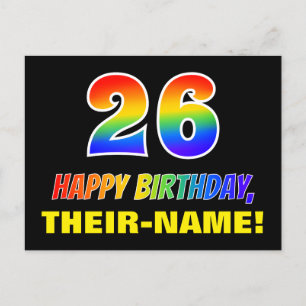 26th Birthday: Bold, Fun, Simple, Rainbow 26 Postcard
