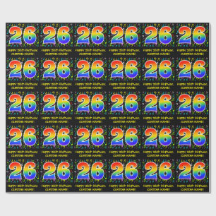 26th Birthday: Colourful Music Symbols, Rainbow 26 Wrapping Paper