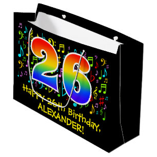 26th Birthday - Colourful Music Symbols, Rainbow 2 Large Gift Bag