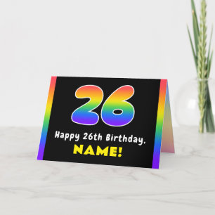 26th Birthday: Colourful Rainbow # 26, Custom Name Card