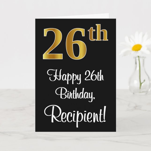 26th Birthday ~ Elegant Luxurious Faux Gold Look # Card (Small Plant)