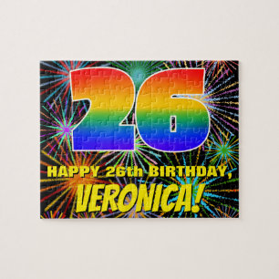 26th Birthday: Fun, Colorful Celebratory Fireworks Jigsaw Puzzle