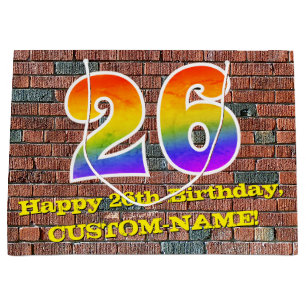 26th Birthday: Fun, Graffiti-Inspired Rainbow # 26 Large Gift Bag