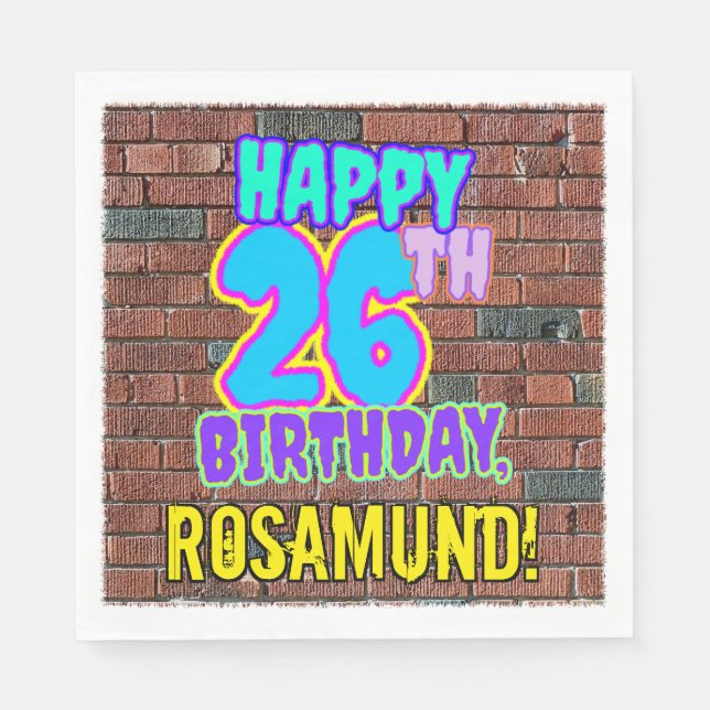 26th Birthday ~ Fun, Urban Graffiti Inspired Look Napkin (Front)