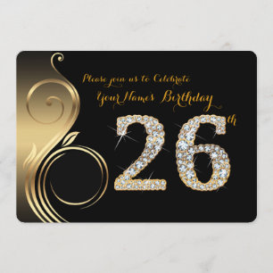 26th,Birthday Invitation,Number Diamond,Photo Invitation