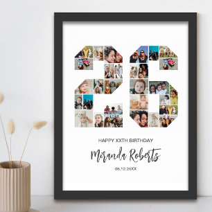 26th Birthday Number 26 Custom Photo Collage Poster