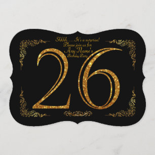 26th,Birthday party 26th,great Gatsby,black & gold Invitation
