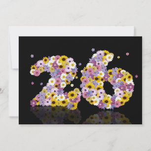 26th Birthday party, with flowered letters Invitation