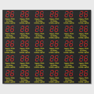 26th Birthday: Red Digital Clock Style "26" + Name Wrapping Paper