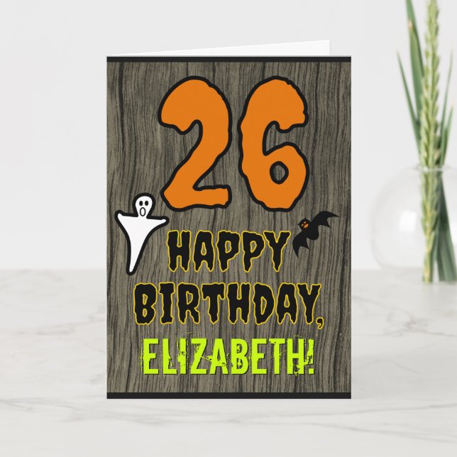 26th Birthday: Spooky Halloween Theme, Custom Name Card (Front)