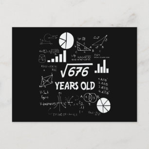 26th Birthday Square Root Math 26 Years Old Bday Postcard