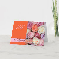 26th Wedding Anniversary Card pastel roses
