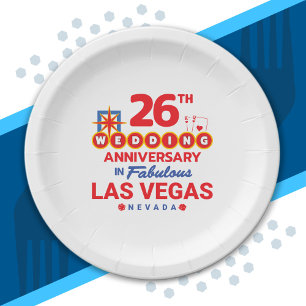26th Wedding Anniversary Couples Las Vegas Trip Paper Plate