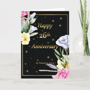 26th wedding Anniversary golden greeting card 