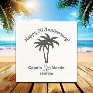 26th Wedding Anniversary Palm Trees Napkin