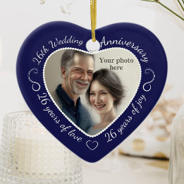 26th Wedding Anniversary Photo Ceramic Tree Decoration