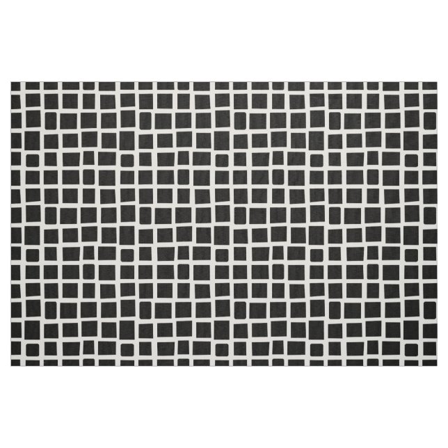 270215 Irregular rectangles - Black on White Fabric (Fat Quarter)