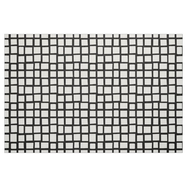 270215 Irregular rectangles - White on Black Fabric (Fat Quarter)