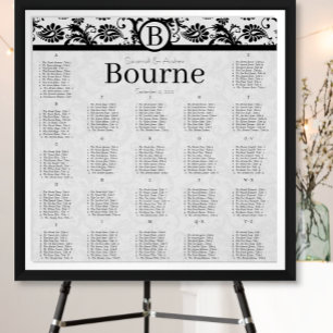270 - 300 Guests Black Damask Seating Chart