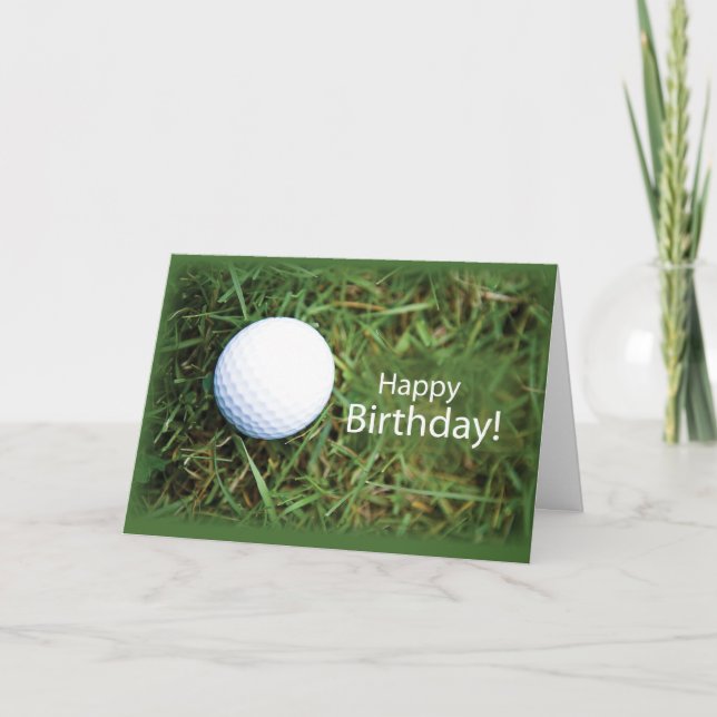 2728 Golf Ball in Grass Birthday Card (Front)