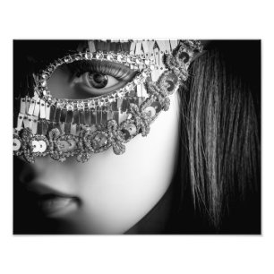 2733-Lady with Black Hair and Masquerade Mask Photo Print