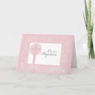 2790 Pink Lace Girl Baptism Card