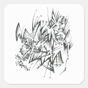 27 Black White Abstract Tribal Tattoo Art Square Sticker
