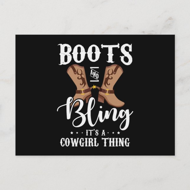 27.Boots And Bling Its A Cowgirl Thing Invitation Postcard (Front)