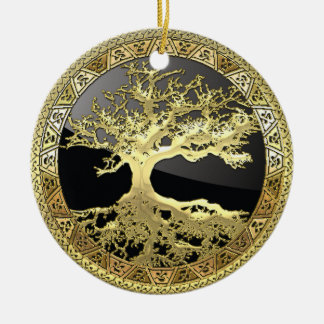 [27] Golden Celtic Tree of Life Ceramic Tree Decoration