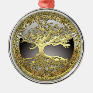 [27] Golden Celtic Tree of Life Metal Tree Decoration