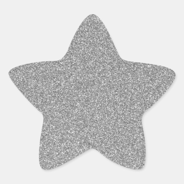 27 Grey Glitter Print Sparkles Star Sticker (Front)