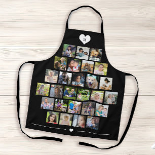27 photo collage grid monogrammed black apron
