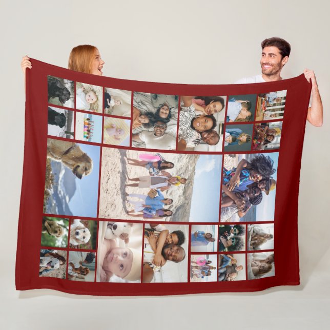27 Photo Collage Personalised Fleece Blanket (In Situ)