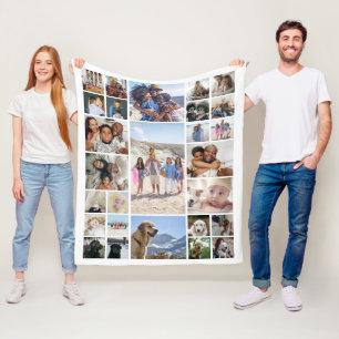 27 Photo Collage Personalised Fleece Blanket