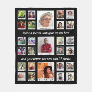 27 Photo Collage With Text Custom Fleece Blanket