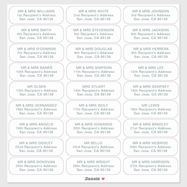 27 recipients simple wedding guests address labels (Sheet)