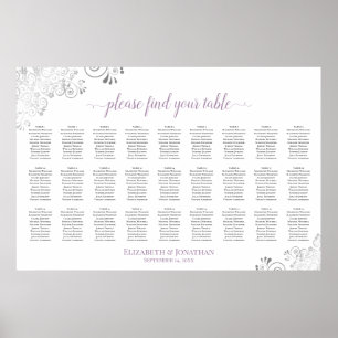 27 Table Lacy Wedding Seating Chart White Lavender