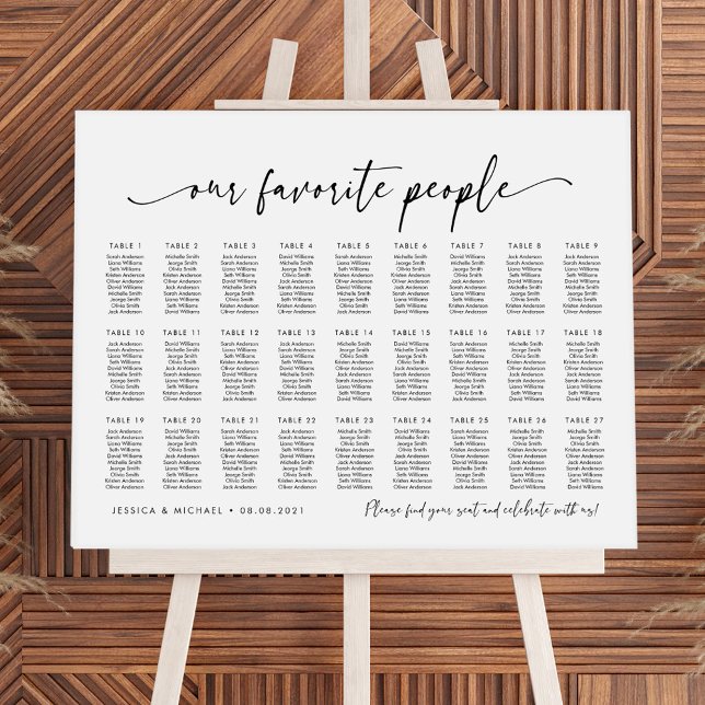27 Tables Our Favourite People Seating Chart Plan (Creator Uploaded)