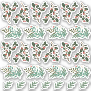27 x Classic Botanical Christmas Holiday Stickers