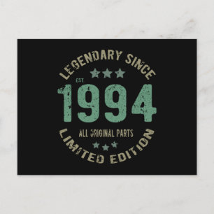 27 Year Old Bday 1994 Legend Since 27th Birthday Postcard