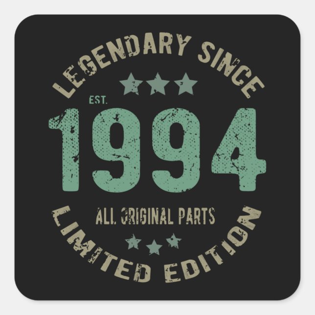 27 Year Old Bday 1994 Legend Since 27th Birthday Square Sticker (Front)