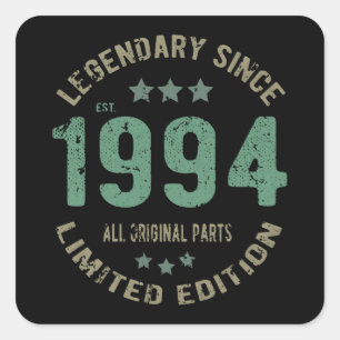 27 Year Old Bday 1994 Legend Since 27th Birthday Square Sticker