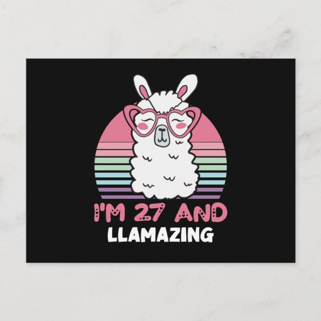 27 Year Old Bday Llamazing 27th Birthday Llama Postcard (Front)
