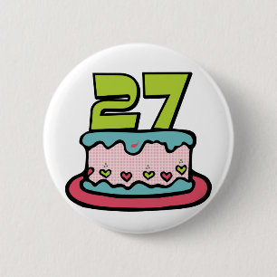 27 Year Old Birthday Cake 6 Cm Round Badge