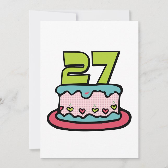 27 Year Old Birthday Cake Card (Front)