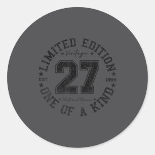 27 Year Old Vintage 1999 Limited Edition 27th Birt Classic Round Sticker