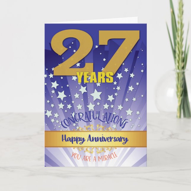 27 Year Recovery Anniversary Bold Numeral Card (Front)