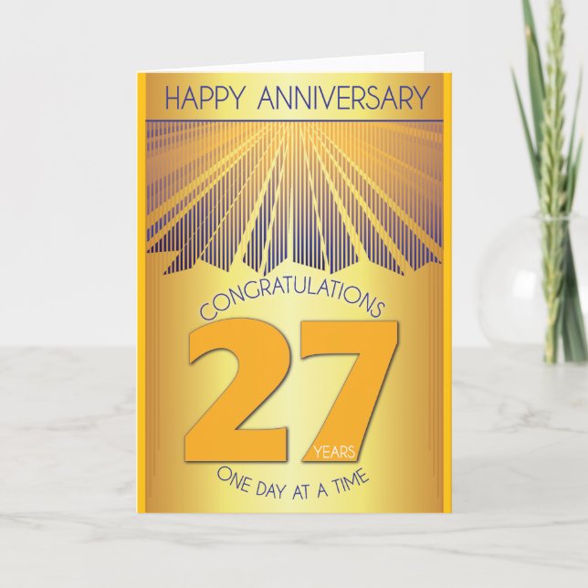27 Year Sober Anniversary | Golden Ray 12 Step  Card (Front)
