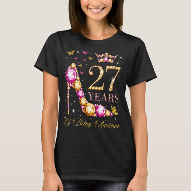 27 Years Of Being Awesome 27 Years Old 27th Birthd T-Shirt (Front)